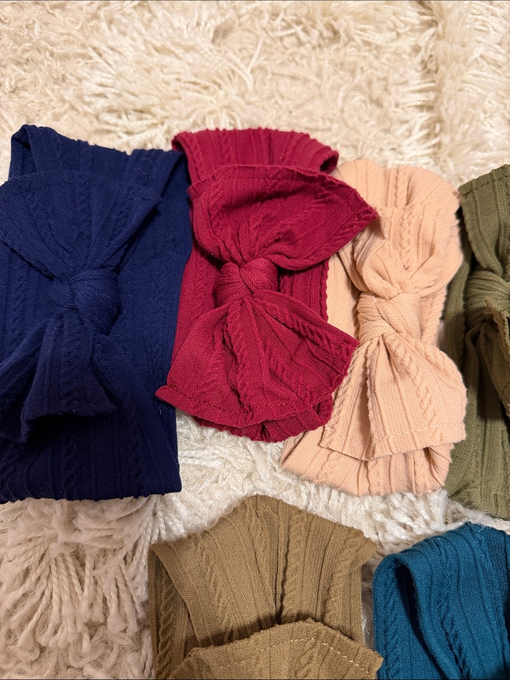 Baby girl Assorted Knit Bow Headband Bundle in Rich Fall Colors - Picture 5 of 5